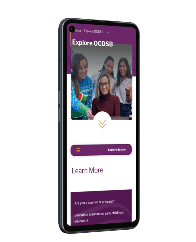the mobile view for OCDSB website