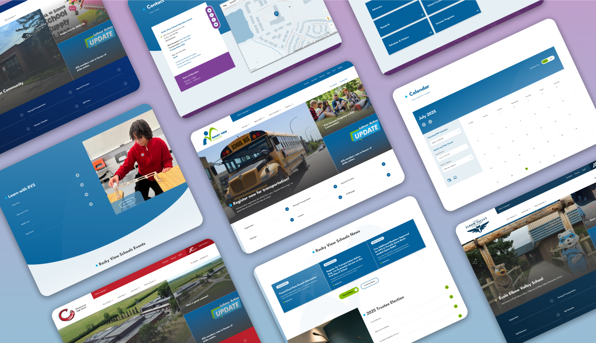 A tiled view of the Rocky Mountain School website